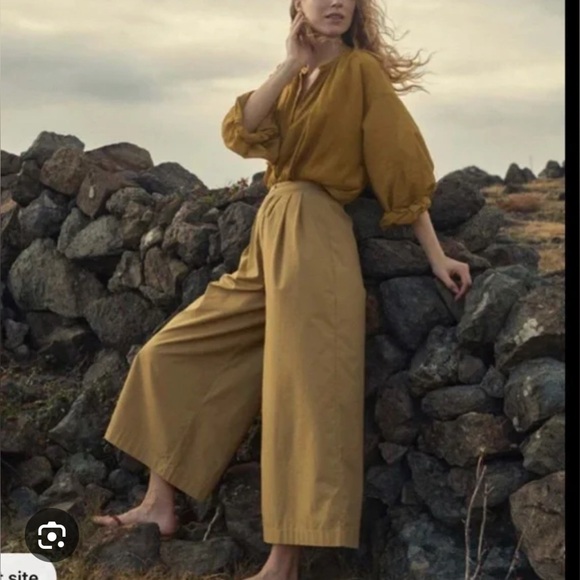 Doen Pants - Doen Mustard Wide-Leg Pants